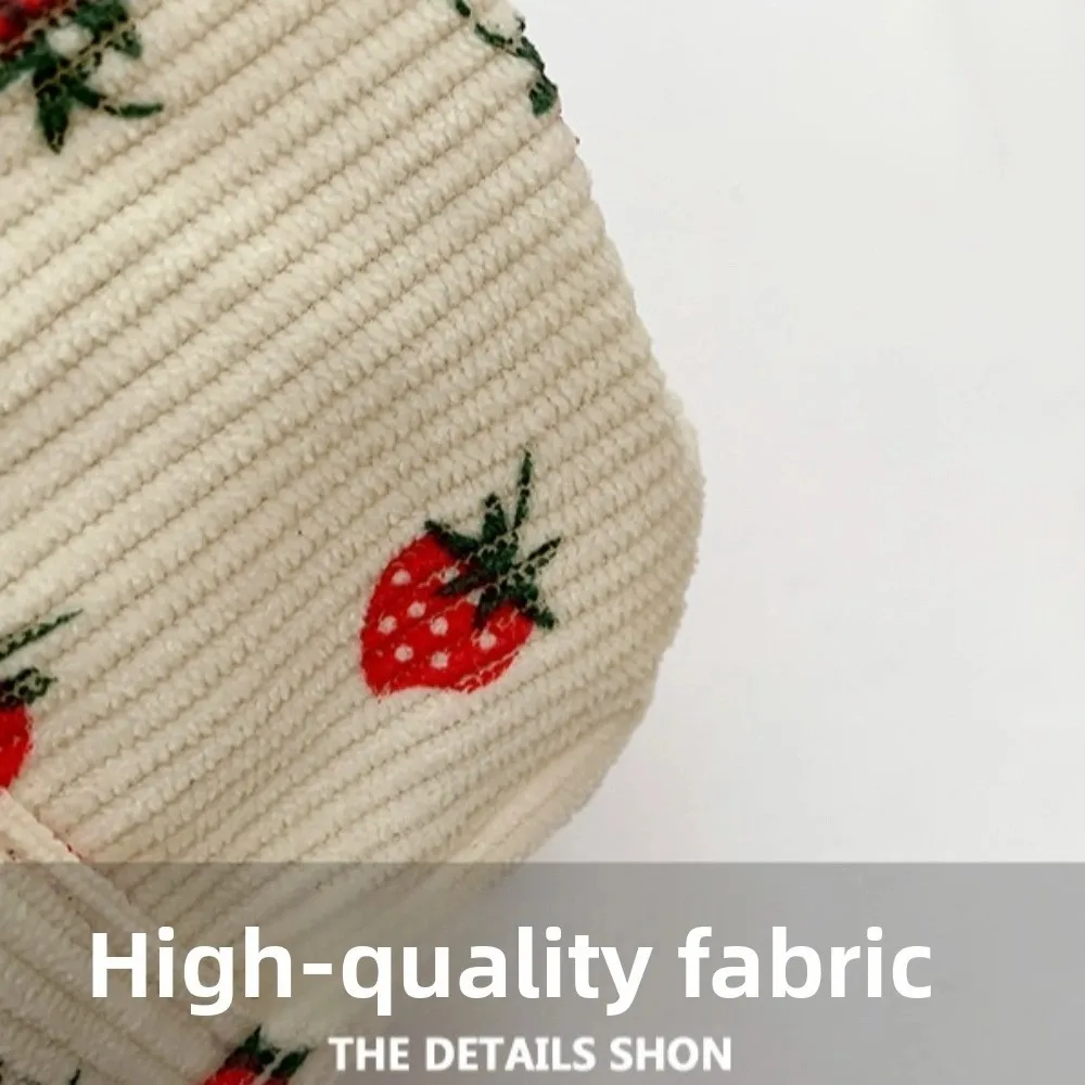 กระเป๋าผ้าลายผลไม้สตรอว์เบอร์รี กระเป๋าสะพายไหล่สไตล์เกาหลี ความจุเยอะ ใช้ได้กับทุกชุด กระเป๋าถือลายผลไม้ สตรีทแวร์