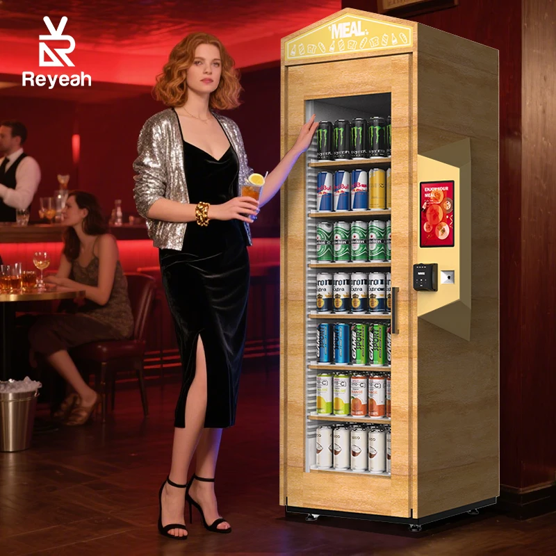 Smart Fridge Vending Machine with Nayax Card Reader in the Supermarket