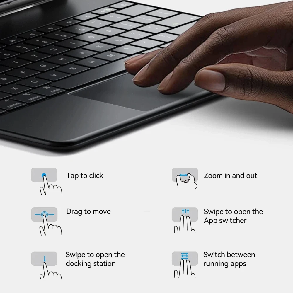 Волшебная клавиатура для iPad 12,9/13/11/10,9 дюймов, многомодельная Bluetooth-клавиатура с тачпадом для iPad Pro Air4, 5, умный чехол с подсветкой