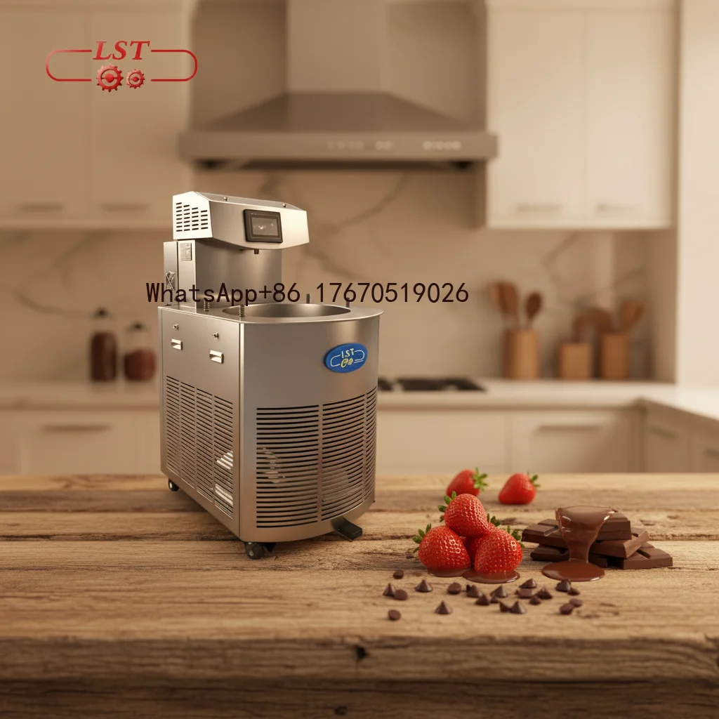 2026-New Handmade Continuous Chocolate Enrobing Molding Automatic Tempering Machine Nuts 25L Capacity Food Grade Stainless Steel