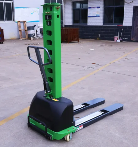 1.6m 1 ton Semi Electric Pallet Stacker Self Lift Truck Economical Warehouse Logistics Equipment for Factories