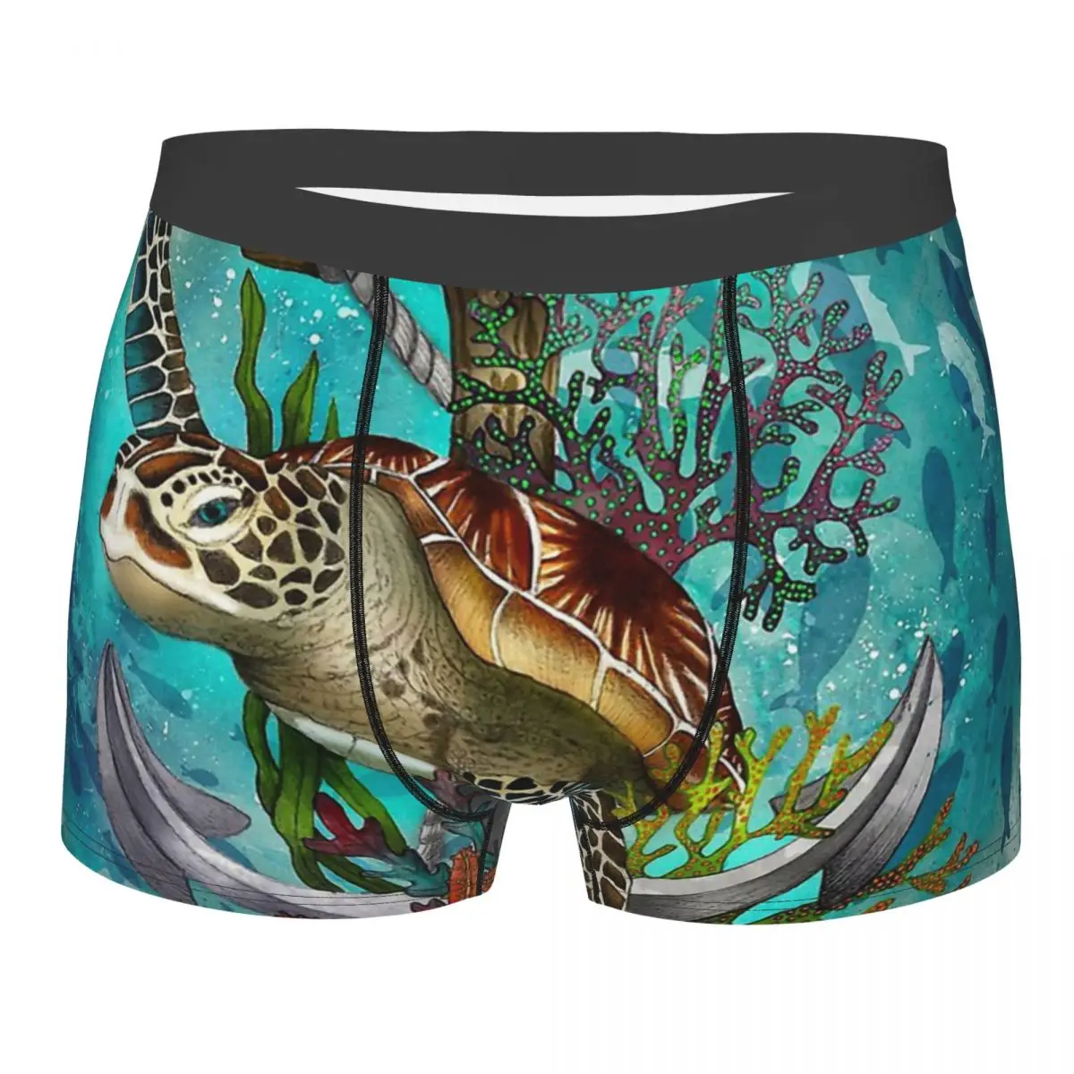 Turtle And Sea Animal Underpants Homme Panties Men's Underwear Sexy Shorts Boxer Briefs