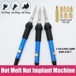 Heat Set Thread Insert Brass Nut EU USA UK Soldering Iron Kit M2 M3 M4 M5 M6 M8 Copper Insertion Nut Tool for 3D Printer Plastic