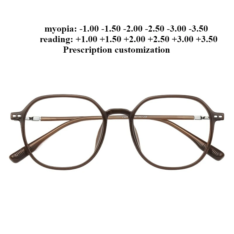 

51-18 Новые сверхлегкие коричневые очки в оправе, женские очки для чтения с защитой от синего света, близорукости, астигматизма по рецепту, очки для чтения на заказ