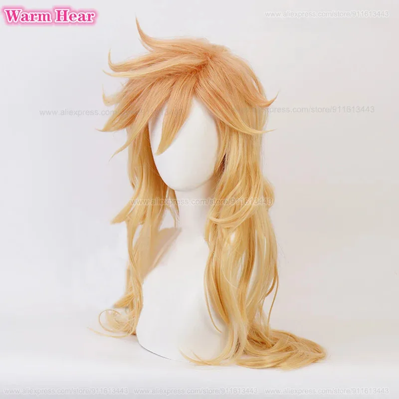 جودة عالية 90 سنتيمتر طويل تأثيري للجنسين الأصفر دوما مقاومة للحرارة الشعر هالوين حفلة لعب الأدوار الباروكات + غطاء شعر مستعار