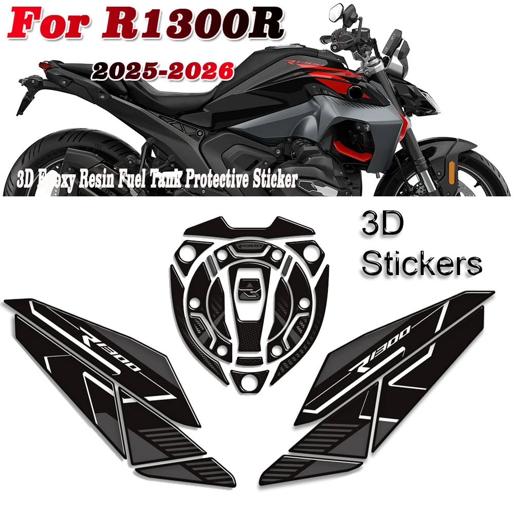 Motorcycle For R1300R R 1300 R R1300 Tank Pad TankPad Cap Grips Gas Fuel Knee 3D Stickers Decals Protector 2025 2026