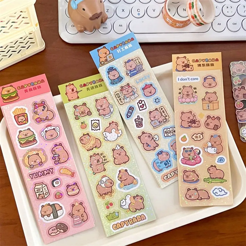 Fashion Capybara Laser Sticker Cartoon Creative Decorative Sealing Sticker DIY Cute Hand Ledger Decorative Stickers