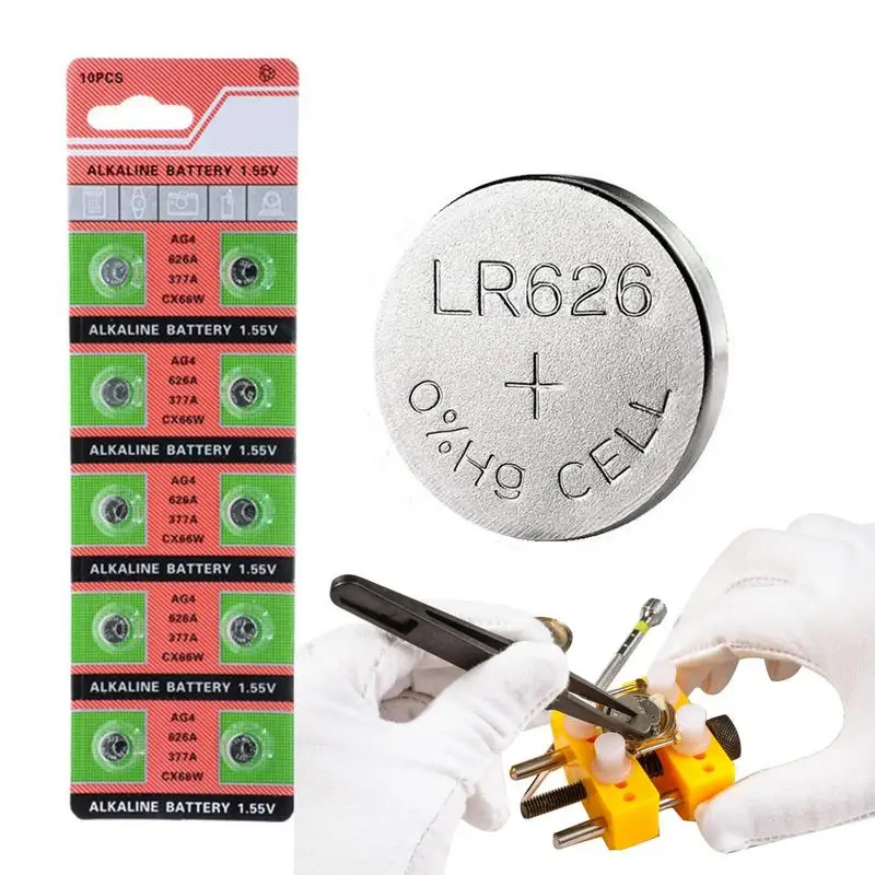 10pcs LR626 AG4 1.55V Alkaline Watch Button Battery AG4 377A 377 LR626 SR626SW SR66 LR66 For Toy Calculator Car Key Clock