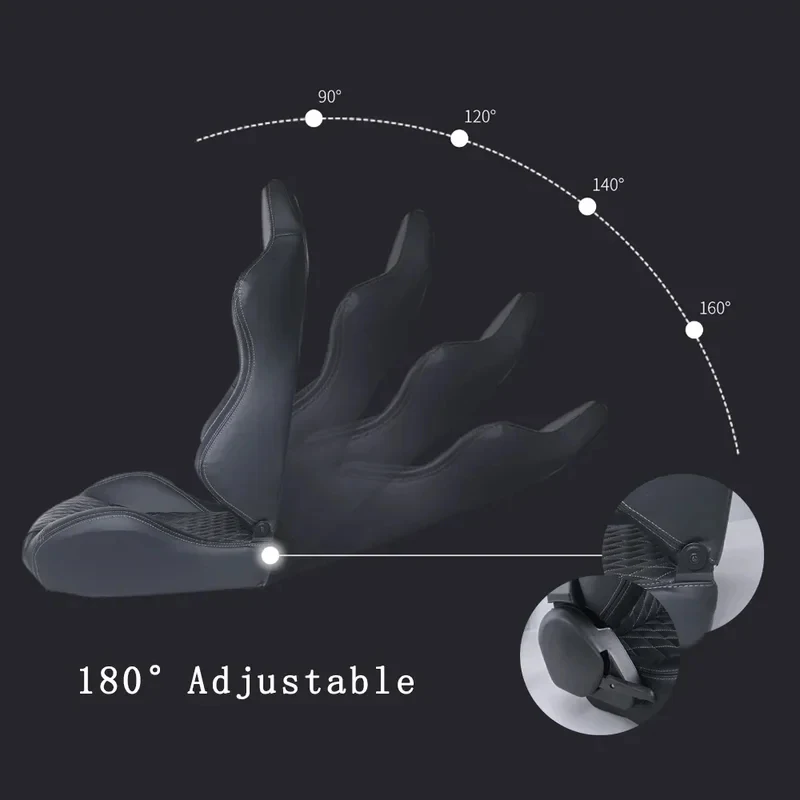 High Quality Racing Sport Seats with 1 Slider Universal Car Simulator Bucket Seats 70-180° Adjustable Car Interior Accessories