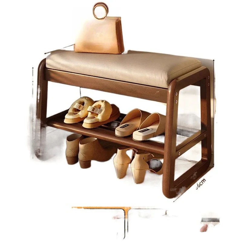 Solid wood shoe changing stool, French retro shoe changing stool can be sat at the door, and a sitting shoe cabinet can 10