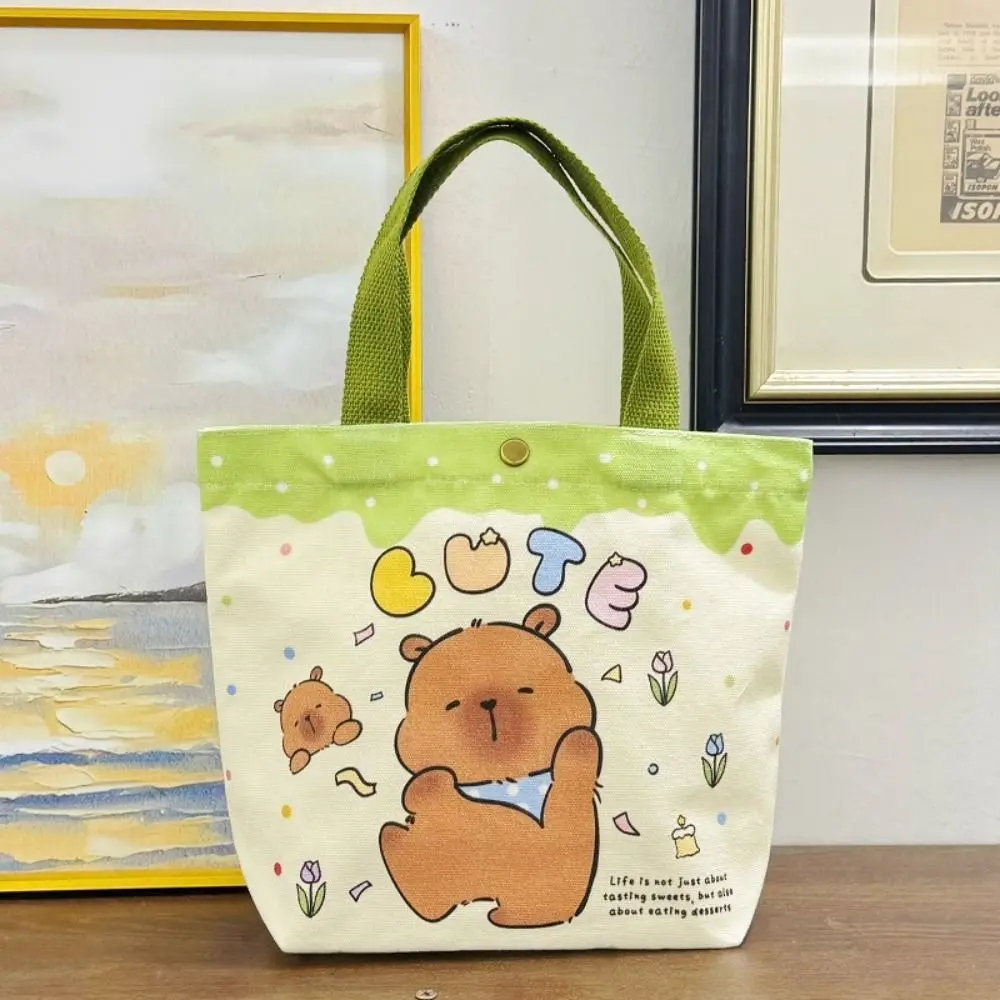 Thicken Capybara Canvas Bag Letter Cartoon Doll Capybara Shoulder Bag Lightweight Shopping Cartoon Underarm Bag Textbook