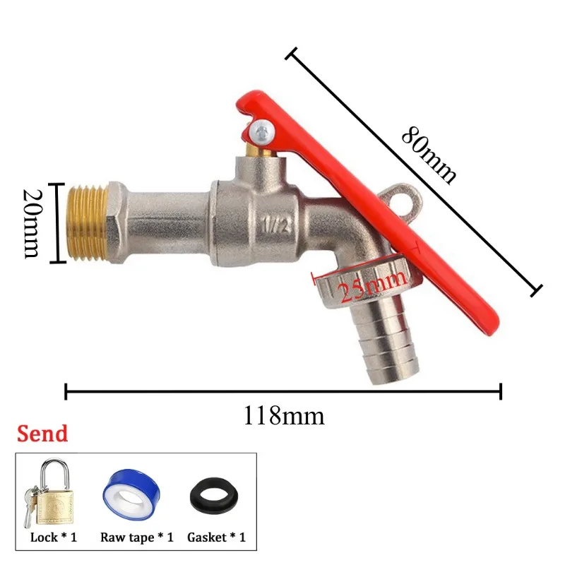 Outdoor Anti-theft Faucet 1/2 Brass Anti-freezing High Flow Rate Garden/Balcony Household Multi-functionThreaded Faucet