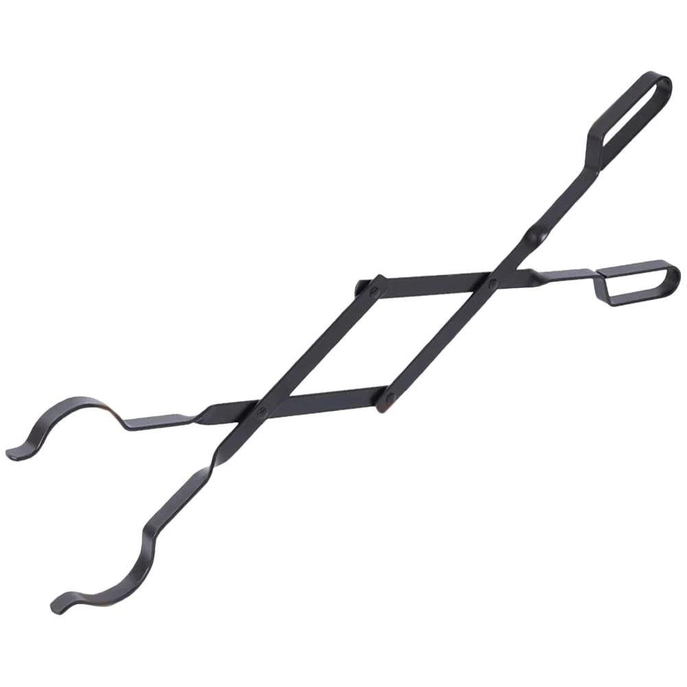 ملقط الحطب ملقط الموقد المعدني القابل للطي للاستخدام الداخلي والخارجي سجل المنتزع المحمولة التخييم شواء أداة مقبض طويل #5