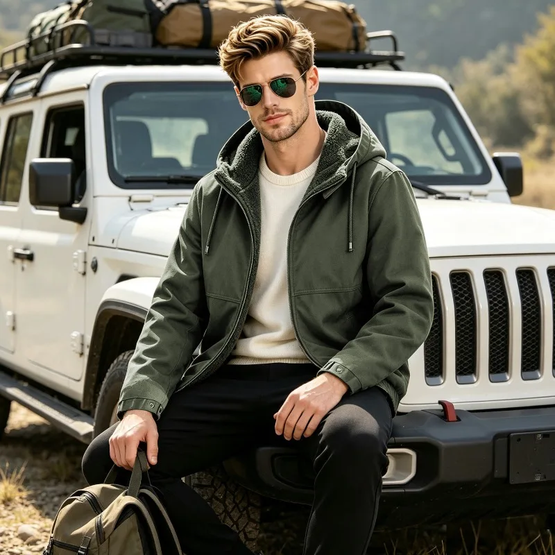 Winter New Style Casual Parkas for Men Fashion Hooded Thicken Warm Pure Cotton Jackets Outdoor Comfortable Outerwear All-match