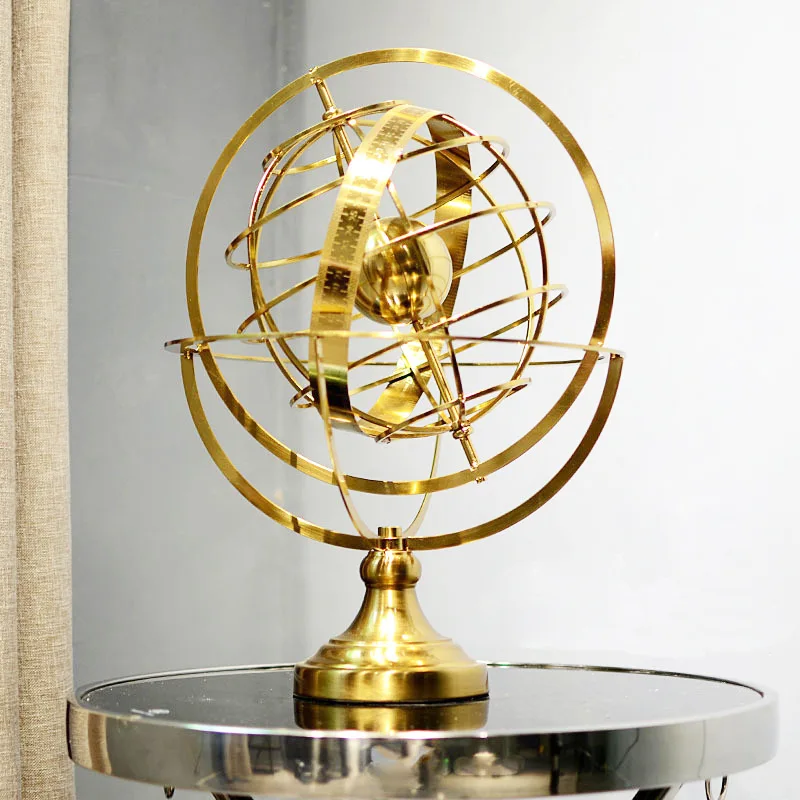 Modern simple rotating globe ornament European office model room TV cabinet decoration metal handicrafts