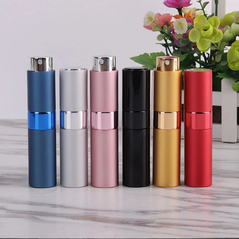 

5PCS 8ml metal aluminum perfume bottle cosmetic spray bottle portable empty bottle travel sub-bottle liner glass