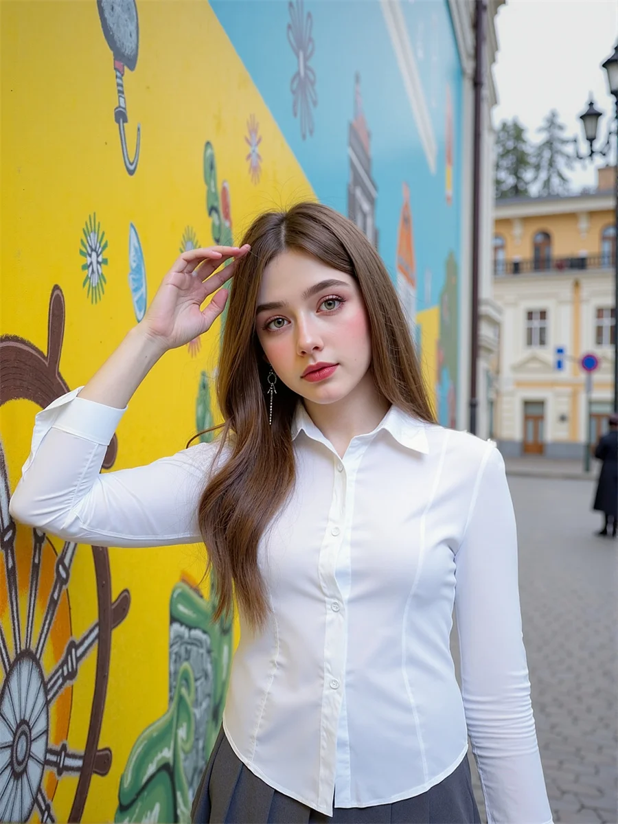 

Women Shirts Ornamental Fasteners Innovative Element Dignified Aesthetic Monotone Impression Unpretentious Metropolitan Seasonal