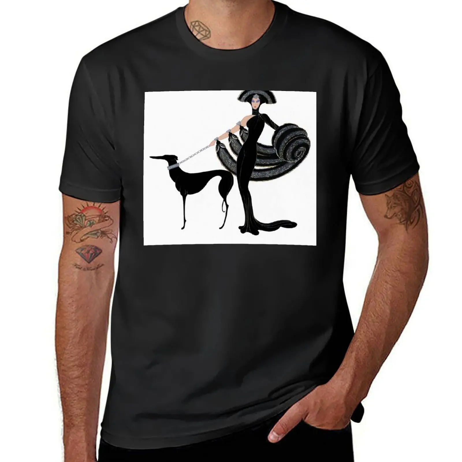 

Art Deco era Haute Couture Fashion illustration T-Shirt customs Aesthetic clothing summer top t shirts for men