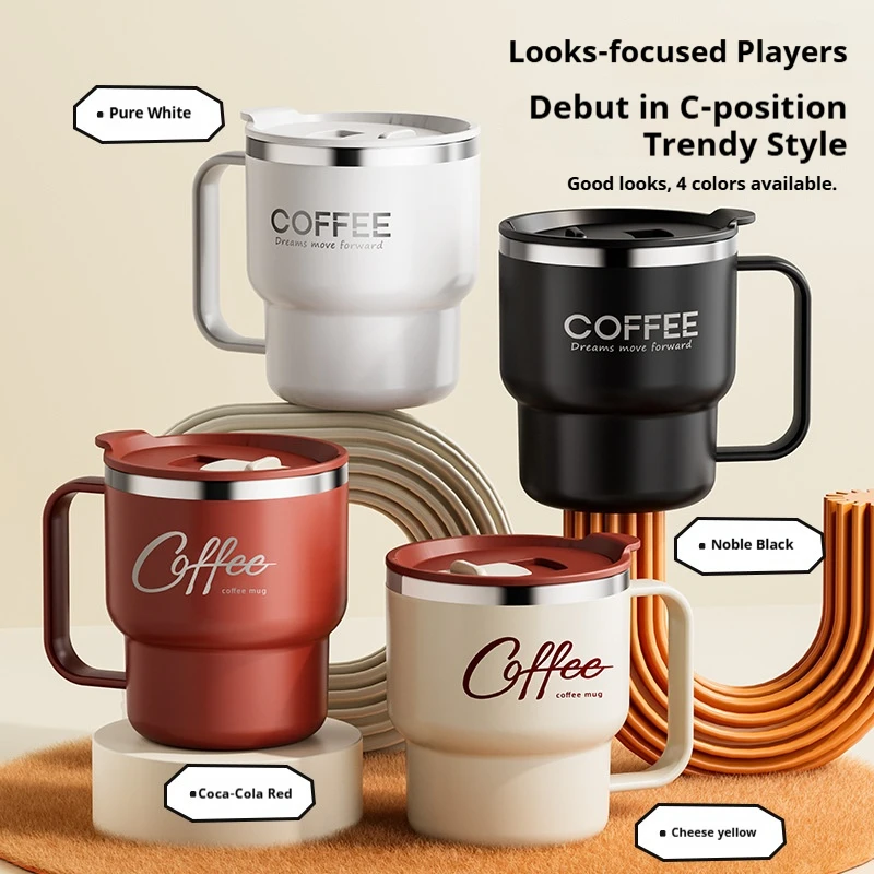 

400ML Stainless Steel Coffee Mug With Handle Portable Double Layer Milk Coffee Mug Sealed Leak-proof Drinking Thermal Water Cup
