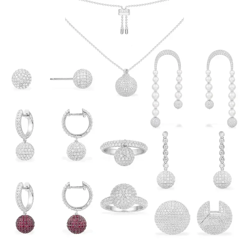 

Eomm S925 стерлингового серебра круглый шар сфера кольцо серьги ожерелье женское индивидуальное милое банкетное модное роскошное ювелирное изделие подарок