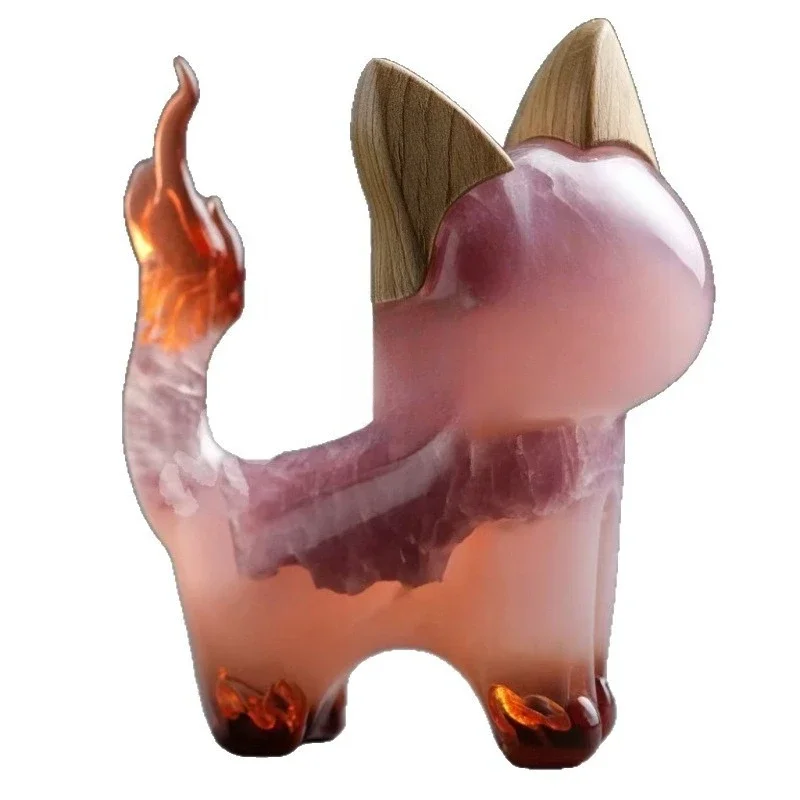 Transparent resin imitation crystal kitten ornament crooked cat home office desktop decoration ornament