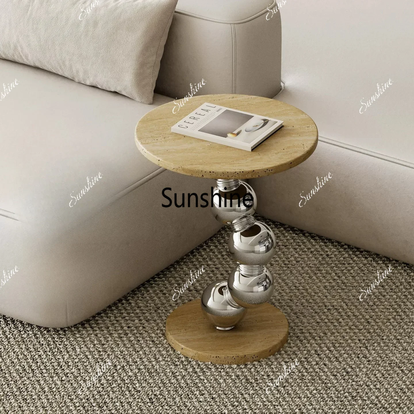 Italian light luxury style edge few creative spiral stainless steel ball sofa corner fewTJ