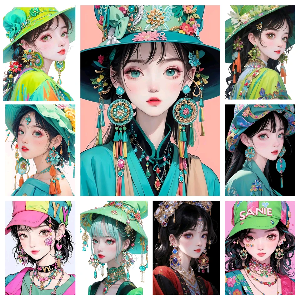 5D Diamond Painting New Arrival Portrait of Beautiful Modern Girl Diamond Embroidery Cross Ctitch Kit Mosaic Home Decor X1281