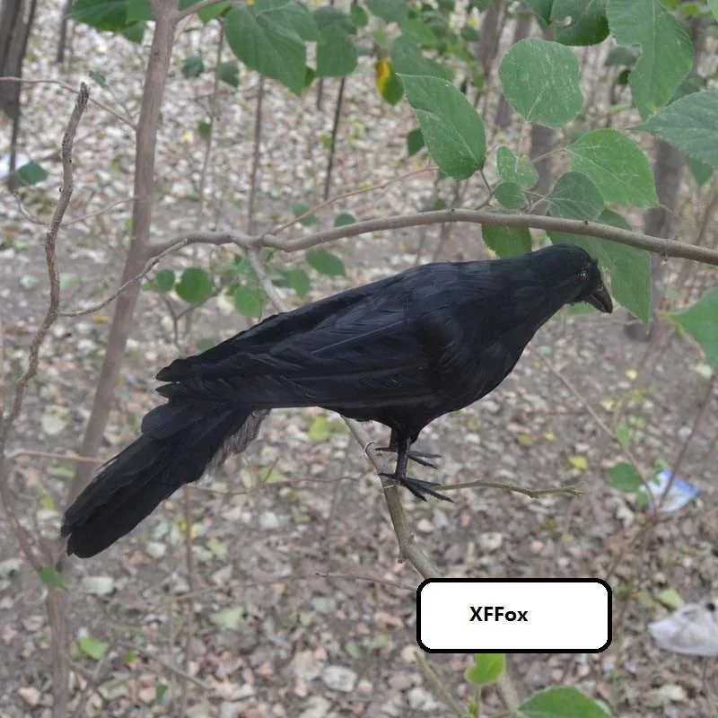 Black Crow Model Foam And feather Simulation Crow Figure Home Decor Gift about 30 Cm