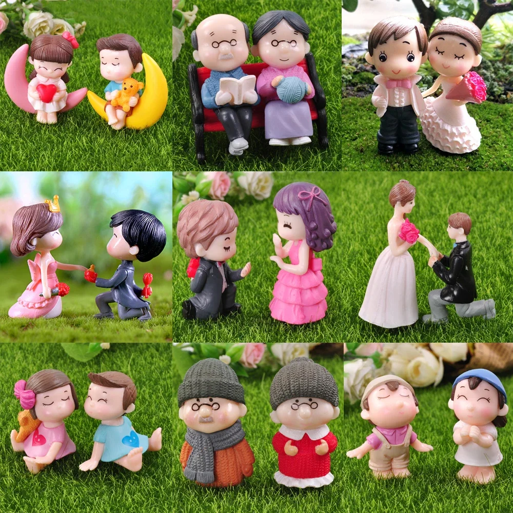 Couple Figurines Miniatures Fairy People Garden Supplies Ornaments Gnome Terrariums Bonsai Home Decoration DIY
