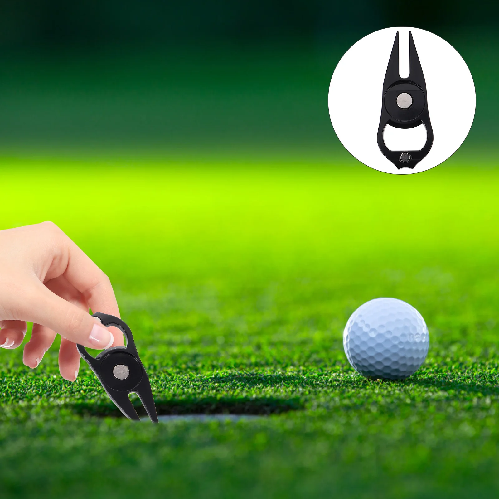 

Golf Fork Golfs Divot Tool Foldable Zinc Alloy Repair Device Durable Portable Ball Marker Grass Training