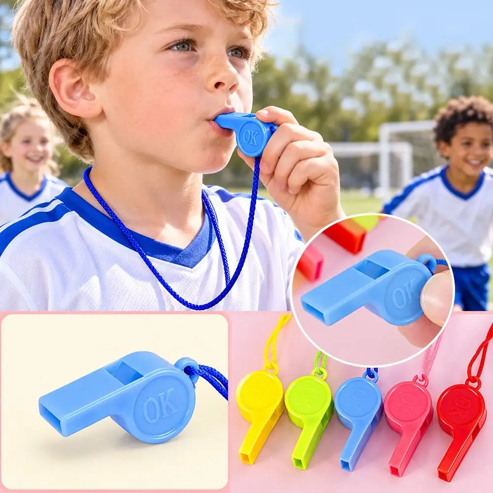10Pcs New with Rope Football Whistle Random Color 2 Styles Cheerleader Cheering Props Whistle Coach Whistle Boys Girls