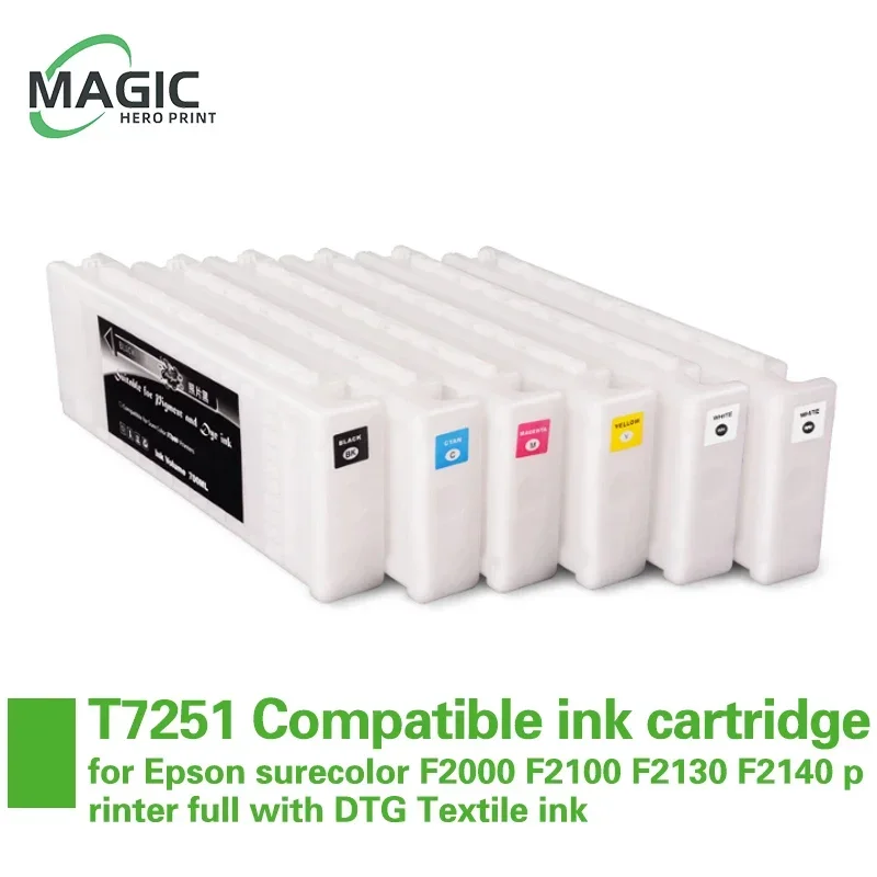 T7251 T7254 T725A1 T725A2 Compatible ink cartridge for Epson surecolor F2000 F2100 F2130 F2140 printer full with DTG Textile ink