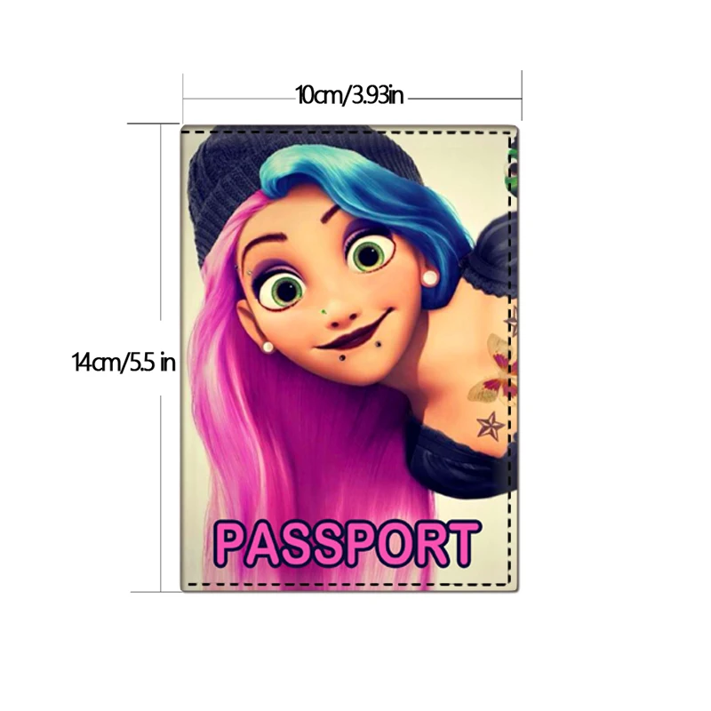 Lover Couple Passport Cover Disney Princess PU Leather Women Travel Wedding Passport Holder Ticket pocket Fashion Wedding Gift