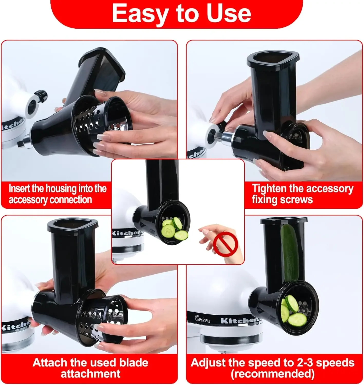 모든 KitchenAid 스탠드 믹스 슬라이서 슈레더 부착물(KitchenAid용), 슬라이서 부착물(블레이드 4개 포함)