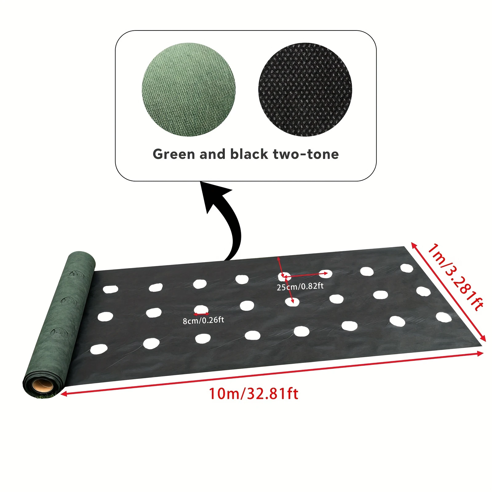 Green Black Perforated Grass Proof Cloth Non-woven Breathable Material Suitable for Vegetable Planting in Courtyards Farms