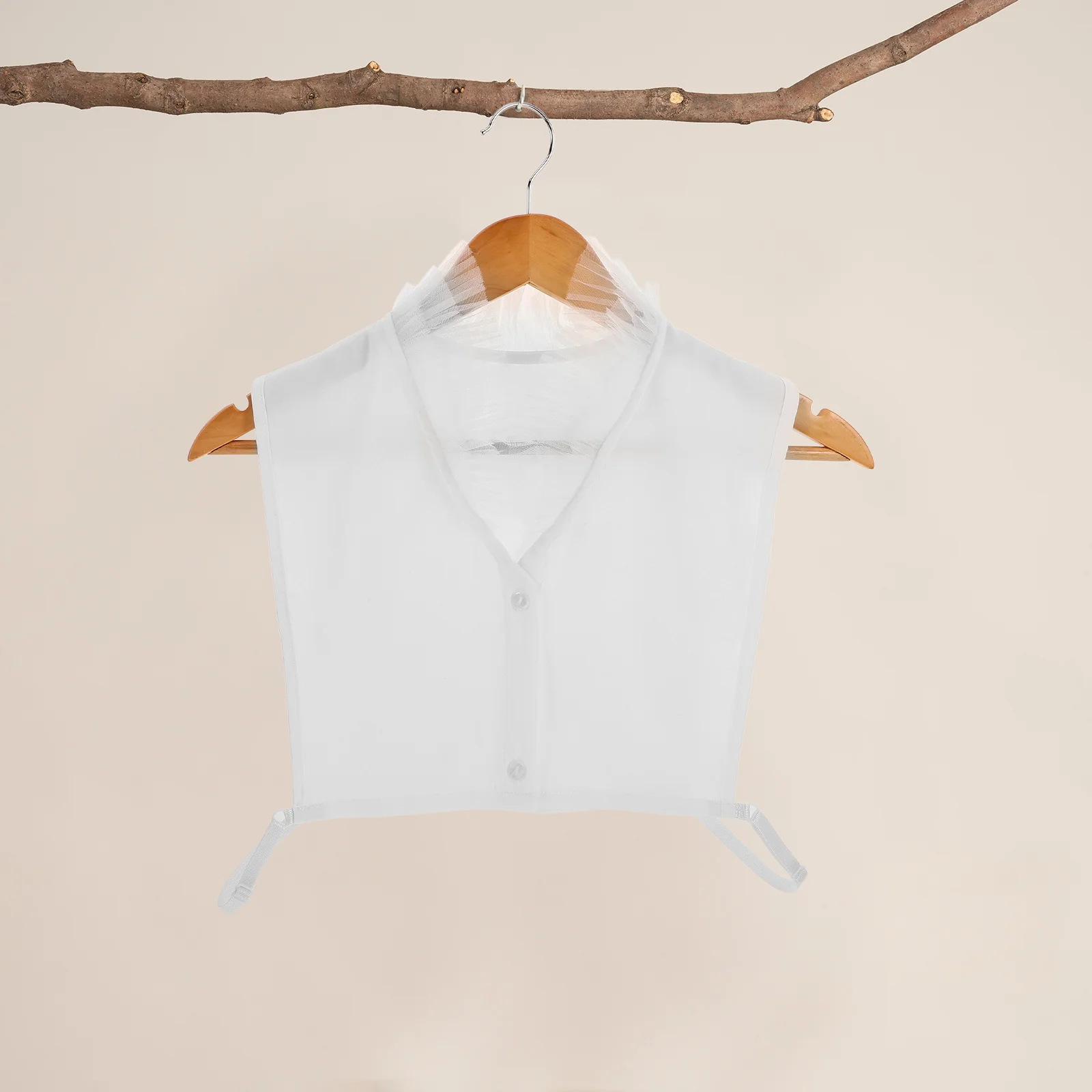 

Chiffon V-Shaped Floral Yarn False For Women Fashion Layering Base Half Shirt Sweater Decor Detachable Faux Collar Warm