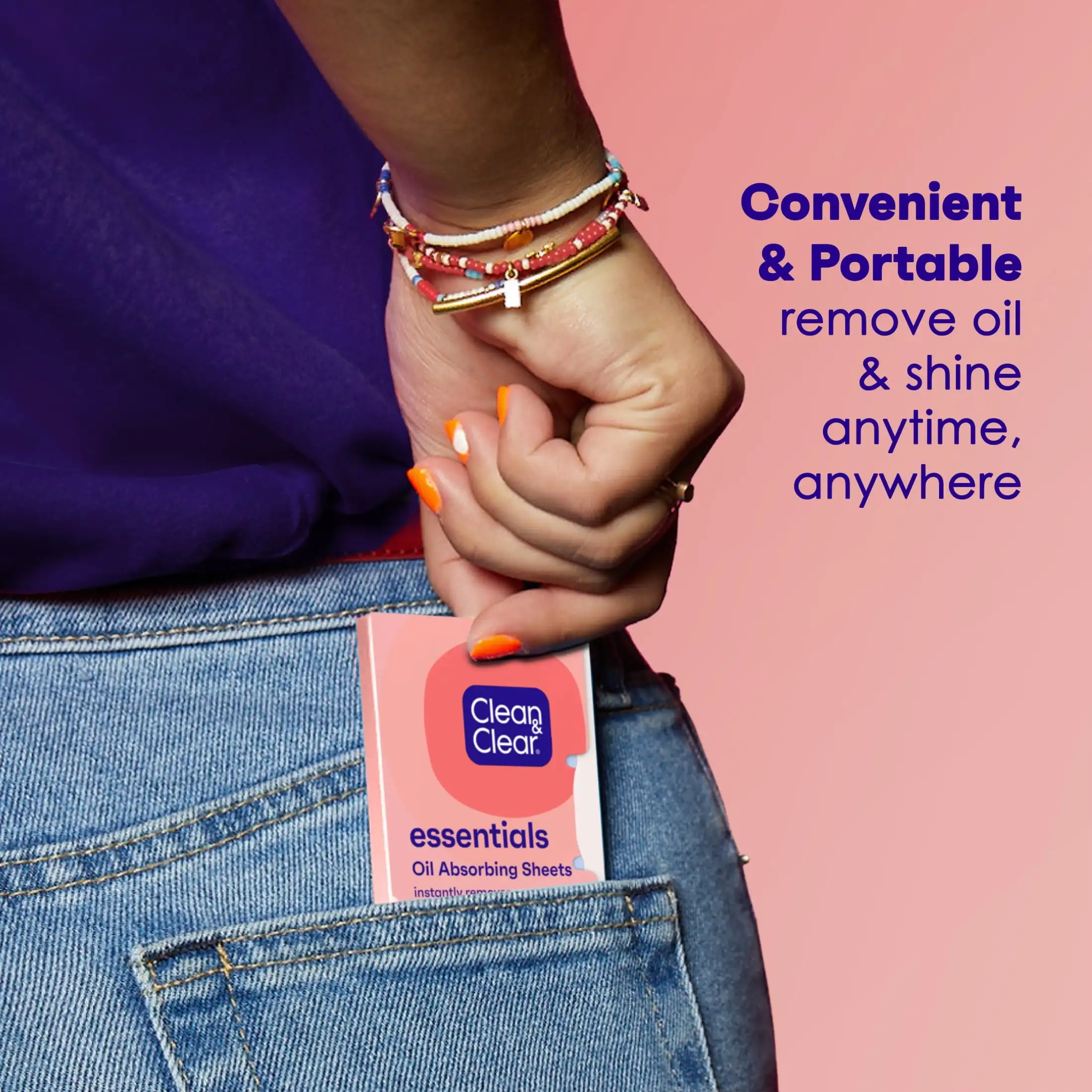 (3 عبوات) صفائح امتصاص الزيت الأساسية للبشرة الدهنية، 50 قيراط