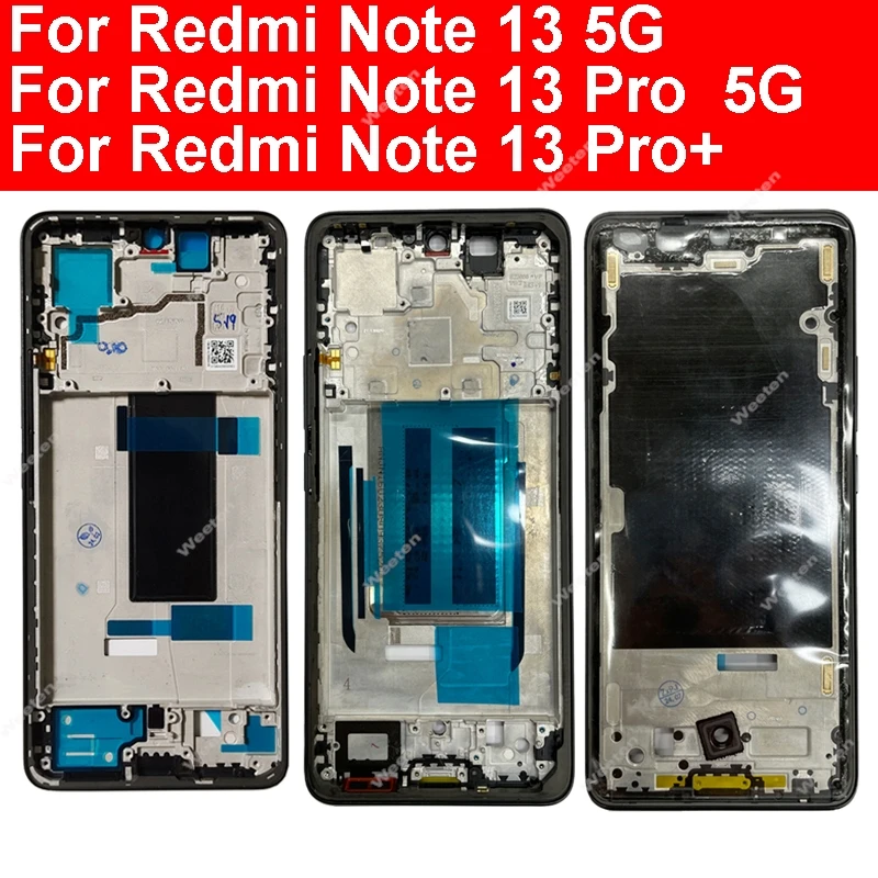 Middle Frame Bezel Holder For Xiaomi Redmi Note 13 Pro Plus 5G LCD Middle Frame Housing Cover With Volume Side Button Parts