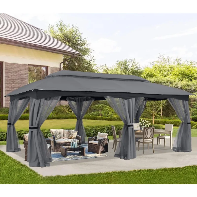 

Outdoor Gazebo - Patio Gazebo with Mosquito Net, Outdoor Sunshade and Rainproof Awning for Lawn, Garden, Backyard and Patio