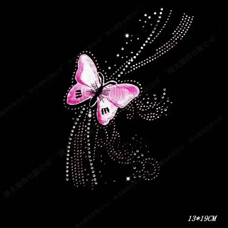 Glitter Sticker Rhinestones Iron-on Transfers Patch Decorative Butterflies Accessories Dress T-shirt Rhinestone Applique Patches