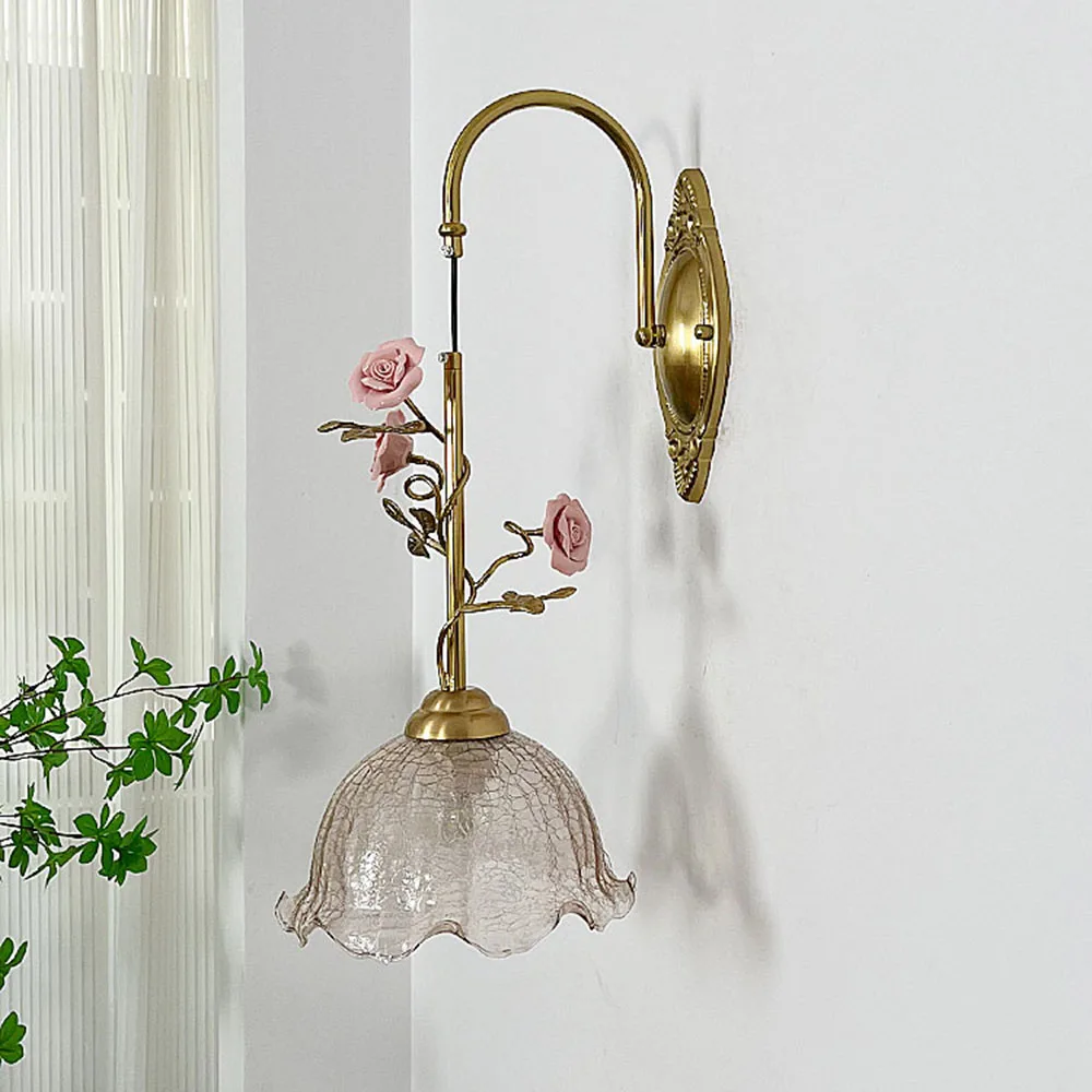 

Медный прикроватный цветок во французском стиле, маленькая подвесная линия, настенный светильник, барная стойка, ретро-арт, освещение ресторана