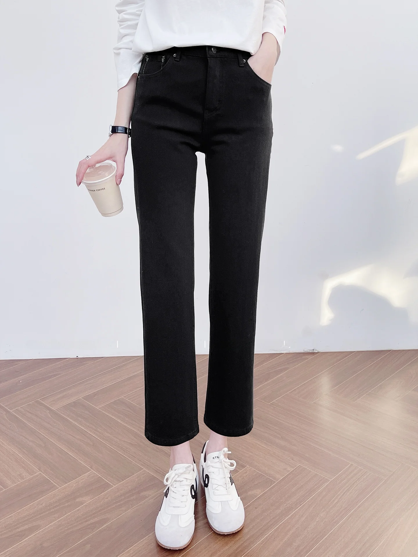 

Высокоэластичные женские джинсы-карандаш из мягкого хлопка с контрастной вышивкой и эластичным поясом, повседневные, весенняя новинка