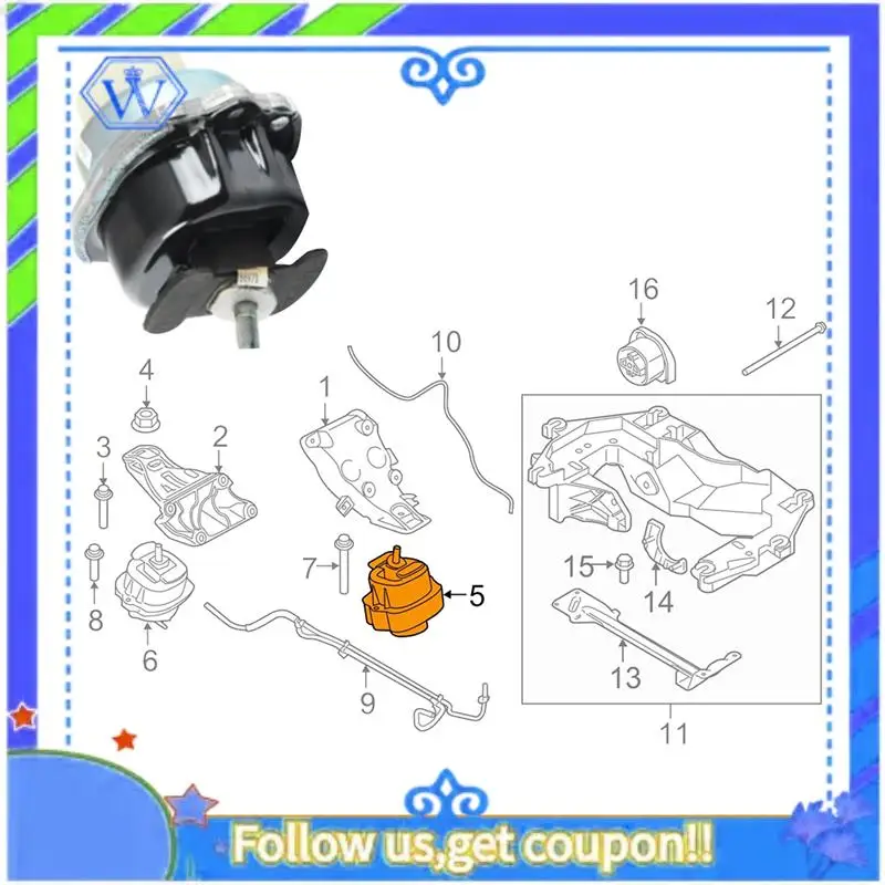 

M46K-Car Motor Mount Torque Strut 22116864335 For BMW X5 F15 2013-2018 Engine Mounting Bracket Assembly