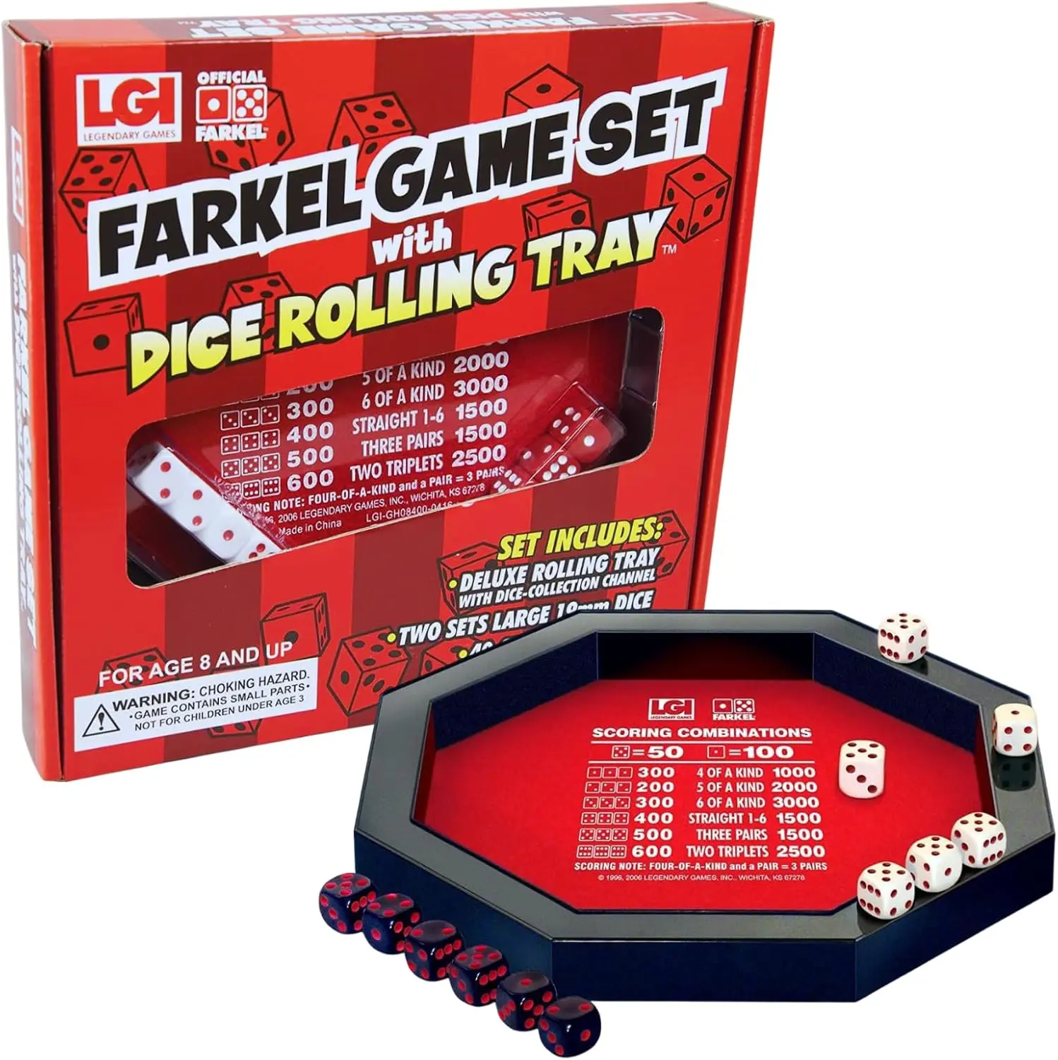 

Роскошный поднос для игры в кости с встроенным каналом, 2 набора костей, блокнот для записи очков - классическая семейная игра для всех возрастов