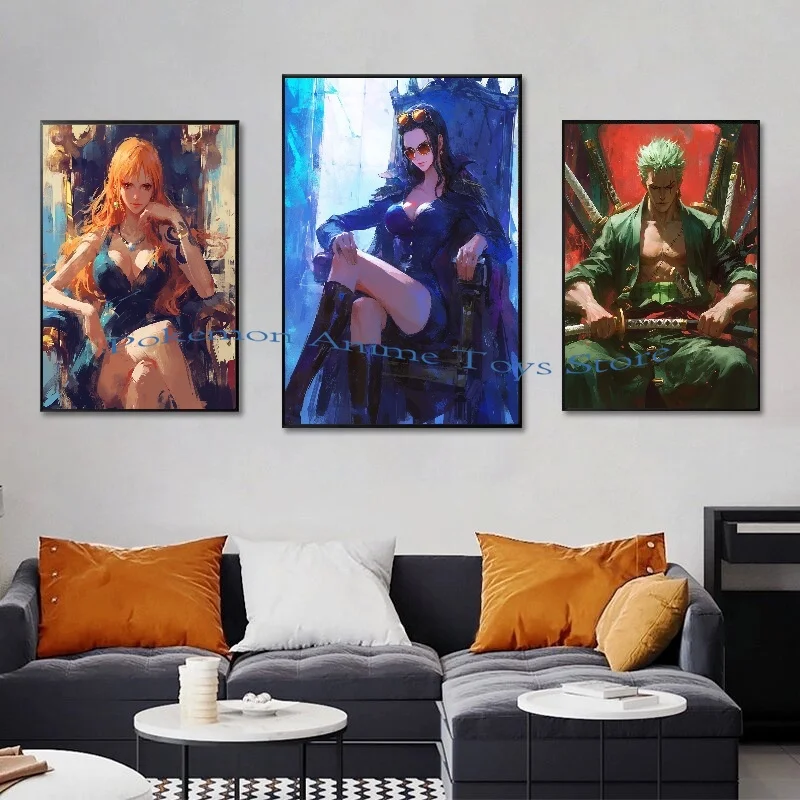 

Anime One Piece Character Nami Luffy Zoro Boa·Hancock HD Poster Canvas Painting Bar Room Wall Aesthetic Art Decorative Painting