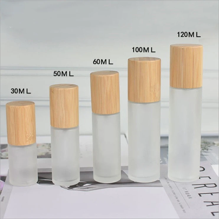 

wholesale 20ml 30ml 40ml 50ml 60ml 80ml 100ml 120ml clear glass frosted essential oil cosmetic spray bottle with bamboo lid