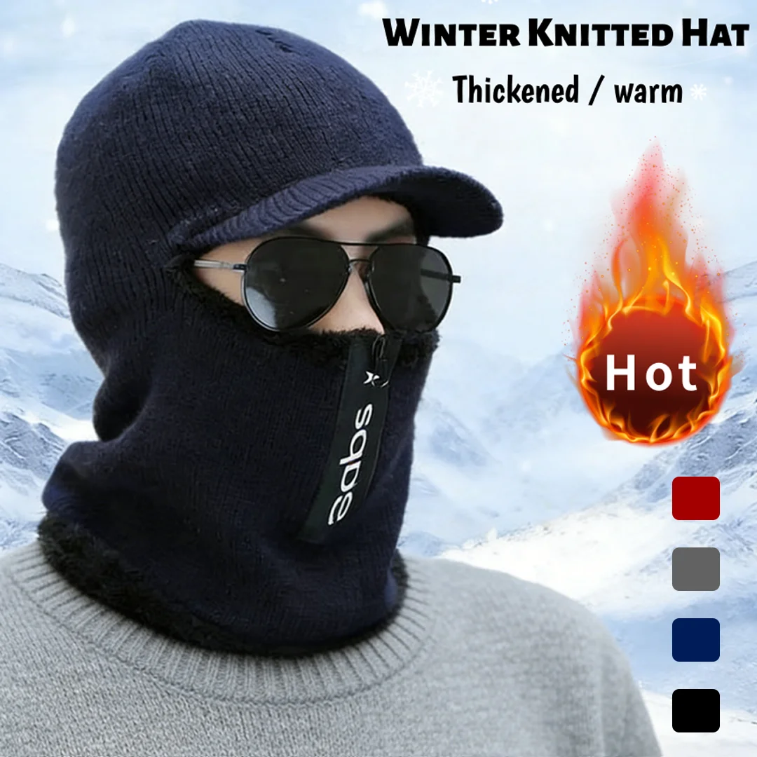 

2026 Новая зимняя теплая вязаная шерстяная шапка унисекс, утолщенная ветрозащитная термошапка, повседневная маска для катания на лыжах, пешего туризма, велосипеда, мотоцикла