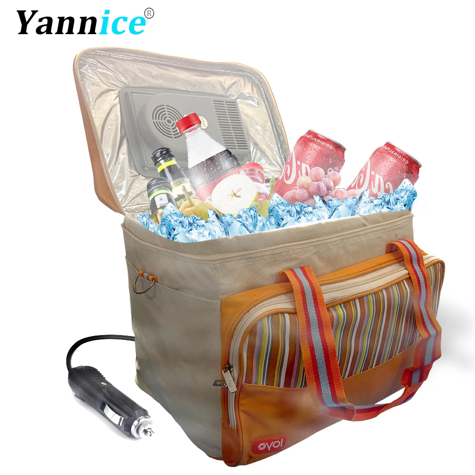 

33L Portable Orange Car Refrigerator Foldable Cooler Bag Semiconductor Refrigeration Car Home Dual Use Picnic Camping Essential