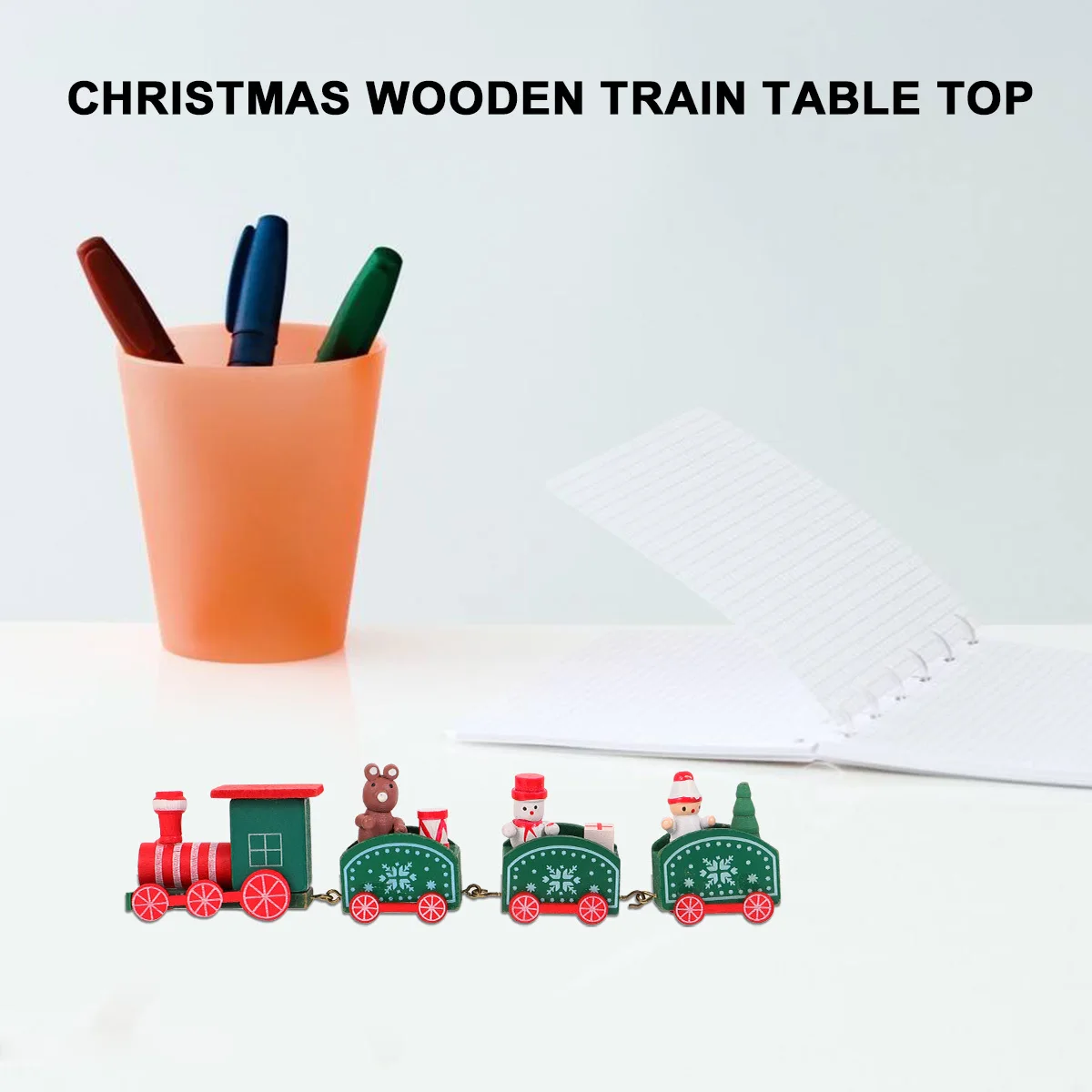 

1pc Christmas Mini Desktop Decoration Wooden Train For Durable Brass Connectors Non-Remote Train