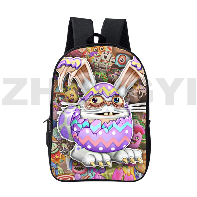 Lovely My Singing Monsters Backpack 16 Inch Preppy Style School Backpack for College Students Harajuku Anime Laptop Travel Bag